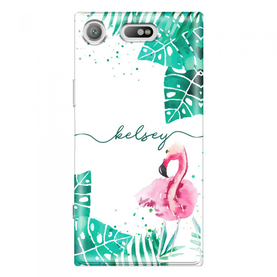 SONY - Sony XZ1 Compact - Soft Clear Case - Flamingo Watercolor