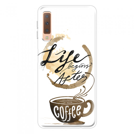 SAMSUNG - Galaxy A7 2018 - Soft Clear Case - Life begins after coffee