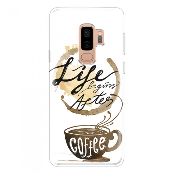 SAMSUNG - Galaxy S9 Plus 2018 - Soft Clear Case - Life begins after coffee