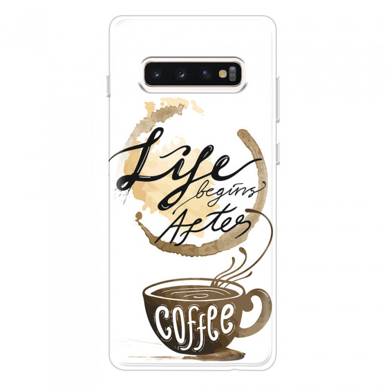 SAMSUNG - Galaxy S10 Plus - Soft Clear Case - Life begins after coffee