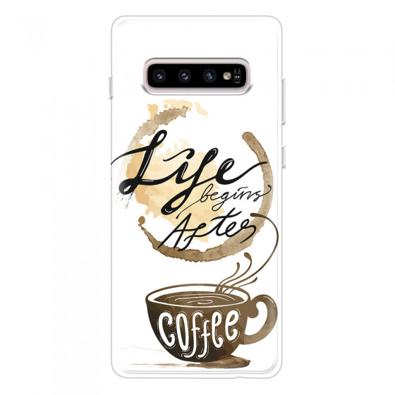 SAMSUNG - Galaxy S10 - Soft Clear Case - Life begins after coffee