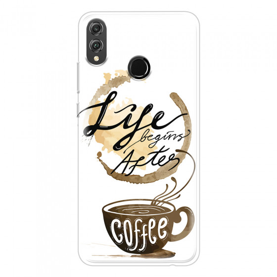 HONOR - Honor 8X - Soft Clear Case - Life begins after coffee