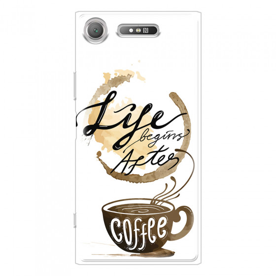 SONY - Sony XZ1 - Soft Clear Case - Life begins after coffee