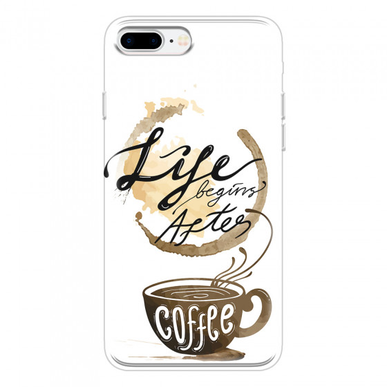APPLE - iPhone 7 Plus - Soft Clear Case - Life begins after coffee
