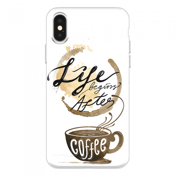 APPLE - iPhone X - Soft Clear Case - Life begins after coffee