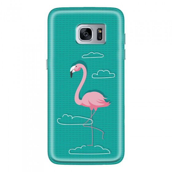 SAMSUNG - Galaxy S7 Edge - Soft Clear Case - Cartoon Flamingo