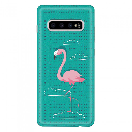 SAMSUNG - Galaxy S10 - Soft Clear Case - Cartoon Flamingo