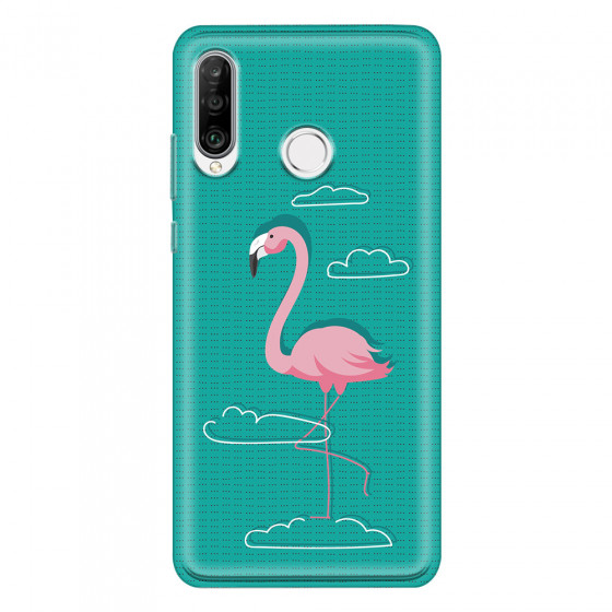 HUAWEI - P30 Lite - Soft Clear Case - Cartoon Flamingo