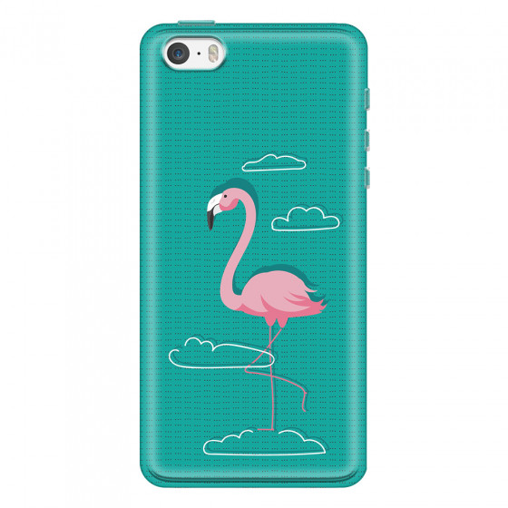 APPLE - iPhone 5S/SE - Soft Clear Case - Cartoon Flamingo