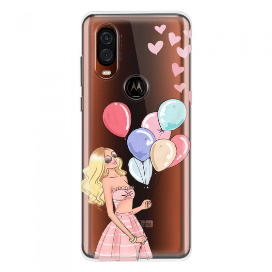 MOTOROLA by LENOVO - Moto One Vision - Soft Clear Case - Balloon Party