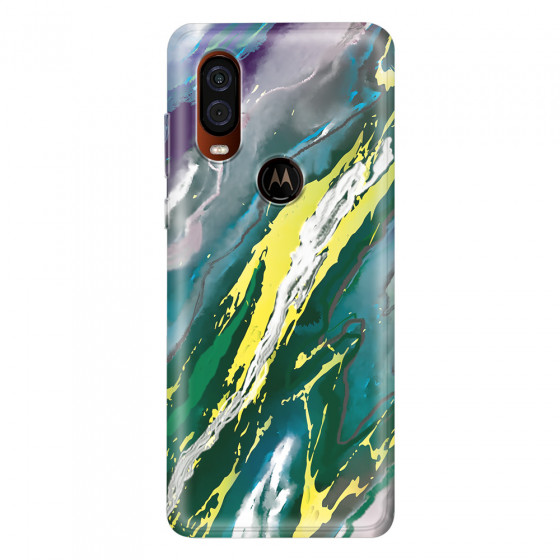 MOTOROLA by LENOVO - Moto One Vision - Soft Clear Case - Marble Rainforest Green