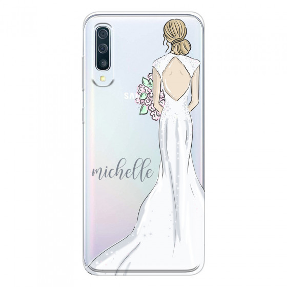 SAMSUNG - Galaxy A70 - Soft Clear Case - Bride To Be Blonde Dark