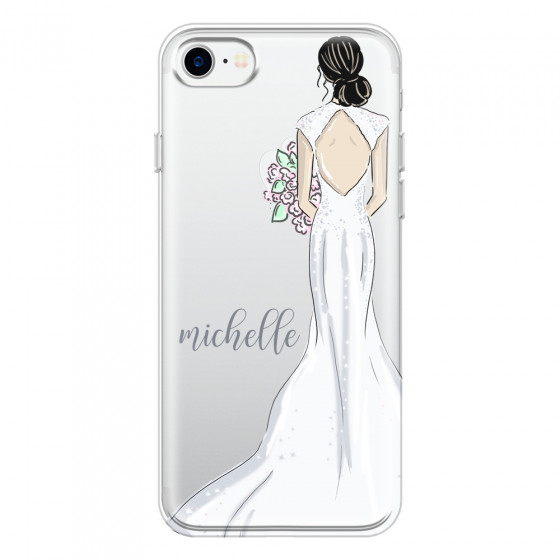 APPLE - iPhone 7 - Soft Clear Case - Bride To Be Blackhair Dark