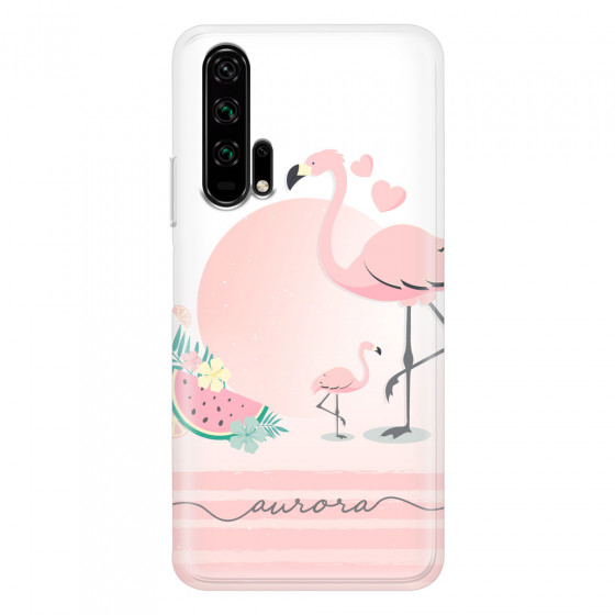HONOR - Honor 20 Pro - Soft Clear Case - Flamingo Vibes Handwritten