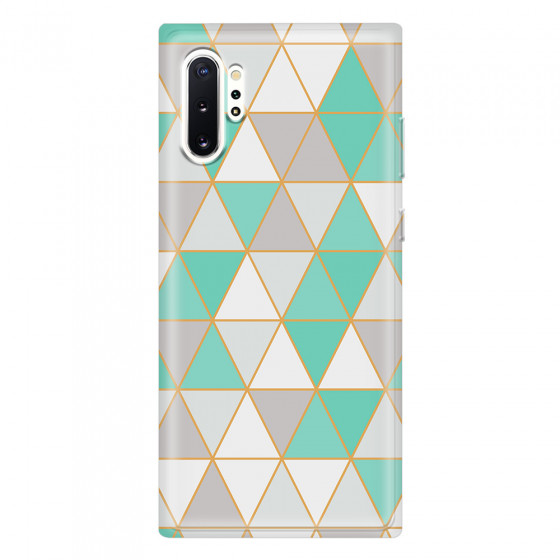 SAMSUNG - Galaxy Note 10 Plus - Soft Clear Case - Green Triangle Pattern