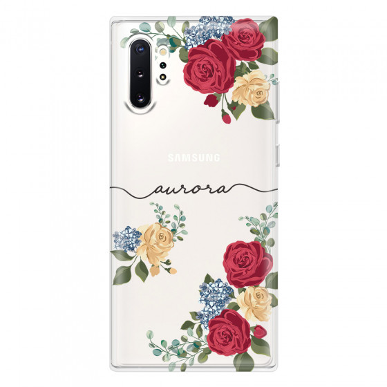 SAMSUNG - Galaxy Note 10 Plus - Soft Clear Case - Red Floral Handwritten