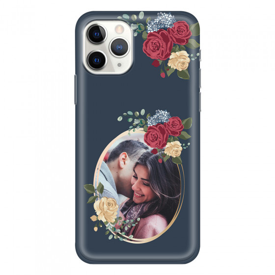 APPLE - iPhone 11 Pro - Soft Clear Case - Blue Floral Mirror Photo