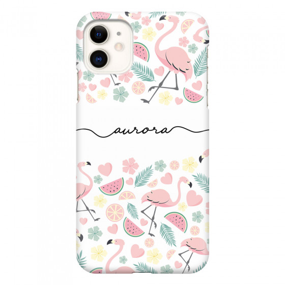 APPLE - iPhone 11 - 3D Snap Case - Monogram Flamingo Pattern III