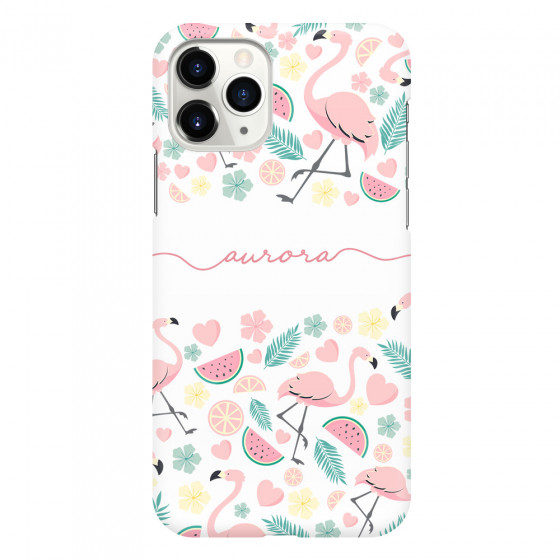 APPLE - iPhone 11 Pro Max - 3D Snap Case - Clear Flamingo Handwritten