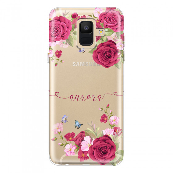 SAMSUNG - Galaxy A6 2018 - Soft Clear Case - Rose Garden with Monogram
