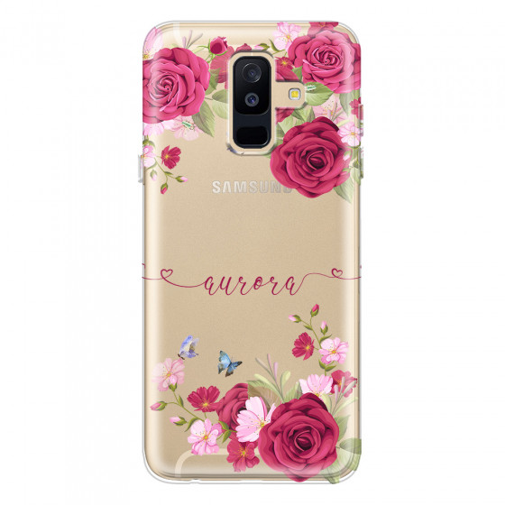 SAMSUNG - Galaxy A6 Plus 2018 - Soft Clear Case - Rose Garden with Monogram