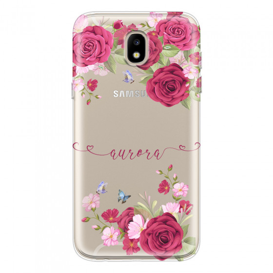 SAMSUNG - Galaxy J3 2017 - Soft Clear Case - Rose Garden with Monogram