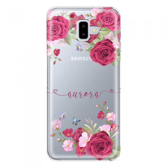 SAMSUNG - Galaxy J6 Plus 2018 - Soft Clear Case - Rose Garden with Monogram