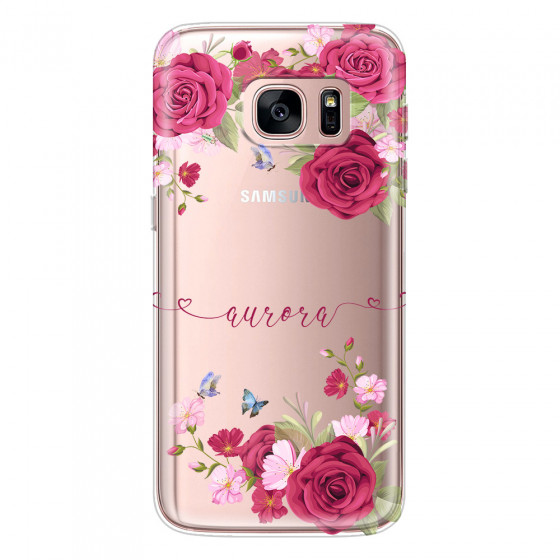 SAMSUNG - Galaxy S7 - Soft Clear Case - Rose Garden with Monogram