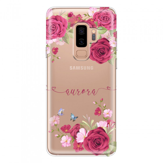 SAMSUNG - Galaxy S9 Plus 2018 - Soft Clear Case - Rose Garden with Monogram