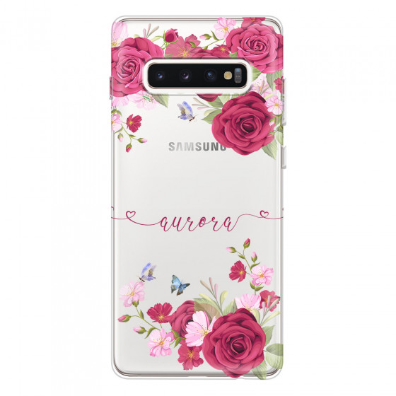 SAMSUNG - Galaxy S10 Plus - Soft Clear Case - Rose Garden with Monogram