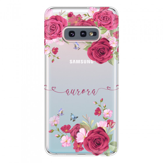 SAMSUNG - Galaxy S10e - Soft Clear Case - Rose Garden with Monogram