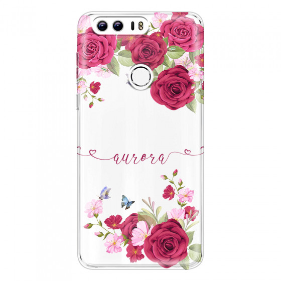 HONOR - Honor 8 - Soft Clear Case - Rose Garden with Monogram