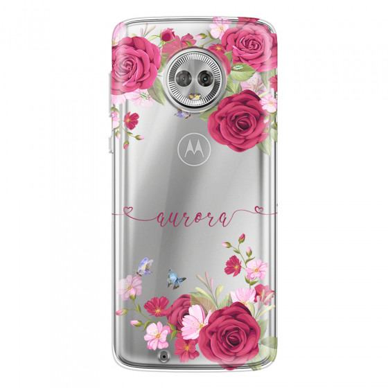 MOTOROLA by LENOVO - Moto G6 - Soft Clear Case - Rose Garden with Monogram