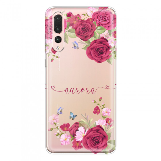 HUAWEI - P20 Pro - Soft Clear Case - Rose Garden with Monogram