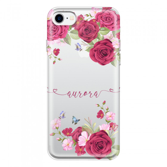 APPLE - iPhone 7 - Soft Clear Case - Rose Garden with Monogram