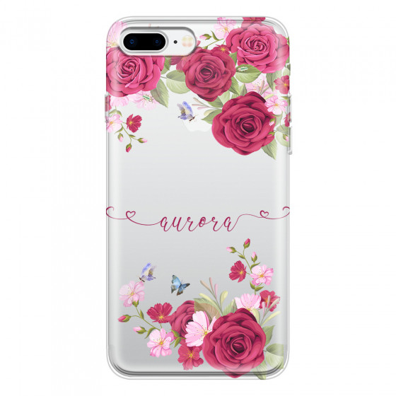 APPLE - iPhone 7 Plus - Soft Clear Case - Rose Garden with Monogram