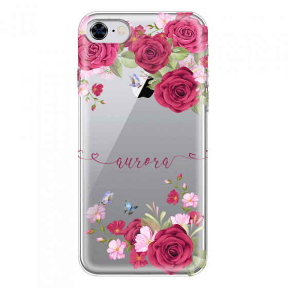 APPLE - iPhone 8 - Soft Clear Case - Rose Garden with Monogram