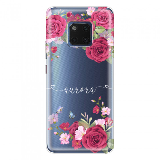 HUAWEI - Mate 20 Pro - Soft Clear Case - Rose Garden with Monogram