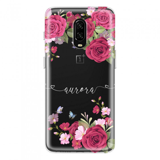 ONEPLUS - OnePlus 6T - Soft Clear Case - Rose Garden with Monogram