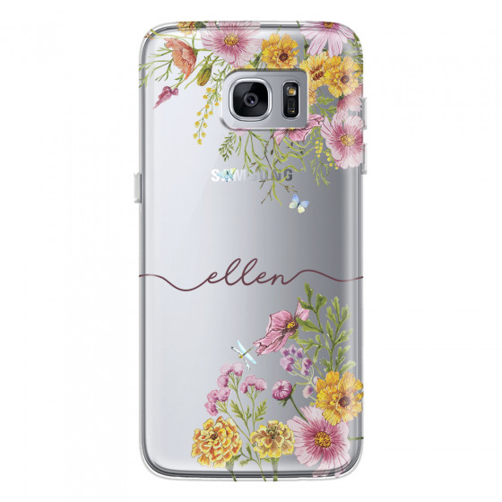 SAMSUNG - Galaxy S7 Edge - Soft Clear Case - Meadow Garden with Monogram