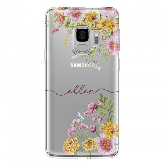 SAMSUNG - Galaxy S9 - Soft Clear Case - Meadow Garden with Monogram