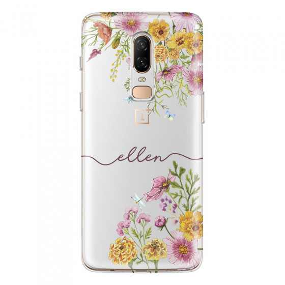 ONEPLUS - OnePlus 6 - Soft Clear Case - Meadow Garden with Monogram
