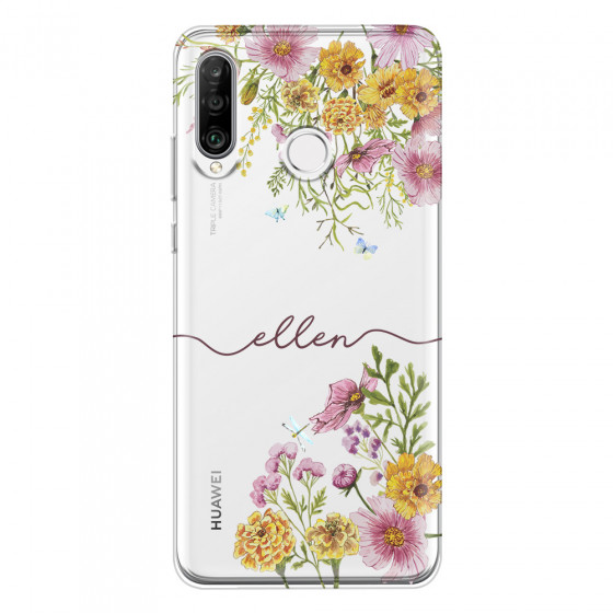 HUAWEI - P30 Lite - Soft Clear Case - Meadow Garden with Monogram