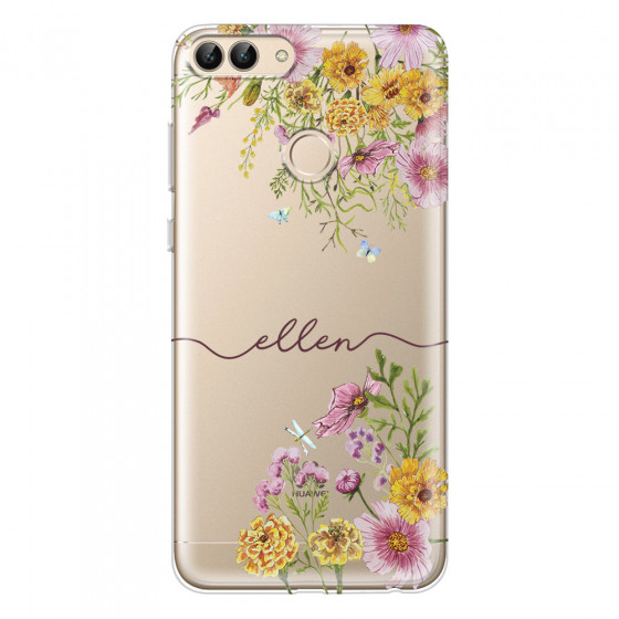 HUAWEI - P Smart 2018 - Soft Clear Case - Meadow Garden with Monogram