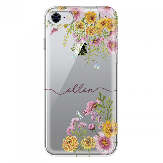 APPLE - iPhone 8 - Soft Clear Case - Meadow Garden with Monogram