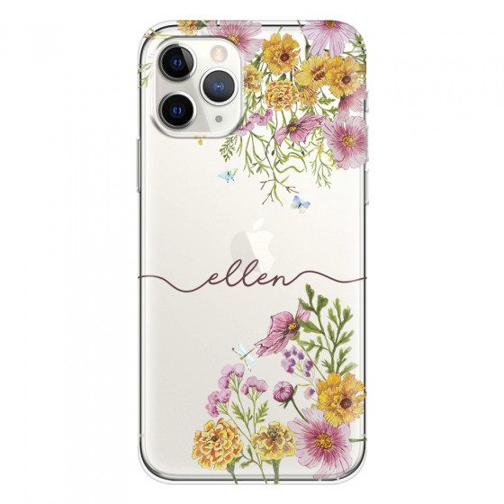 APPLE - iPhone 11 Pro Max - Soft Clear Case - Meadow Garden with Monogram