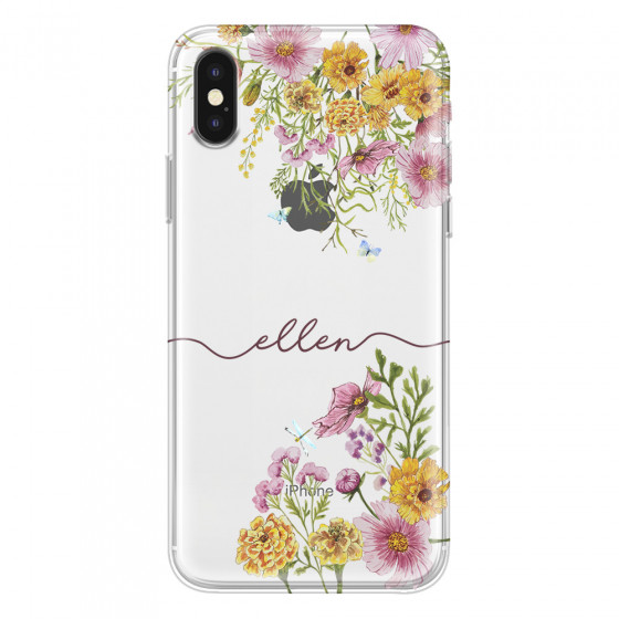 APPLE - iPhone XS - Soft Clear Case - Meadow Garden with Monogram