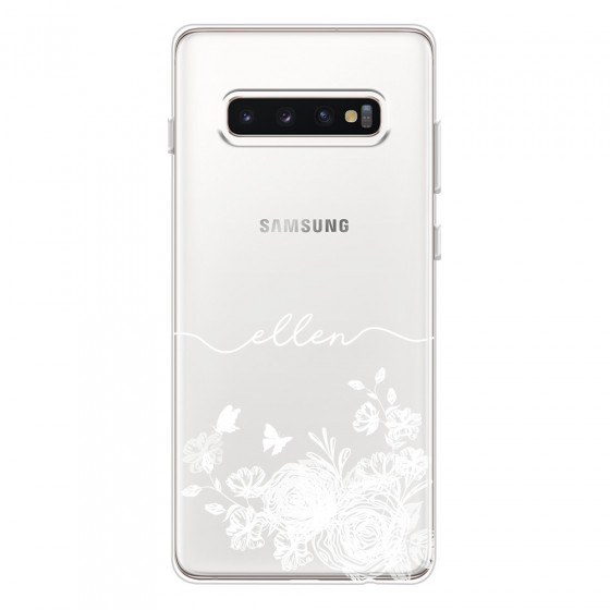 SAMSUNG - Galaxy S10 Plus - Soft Clear Case - Handwritten White Lace
