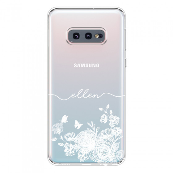 SAMSUNG - Galaxy S10e - Soft Clear Case - Handwritten White Lace