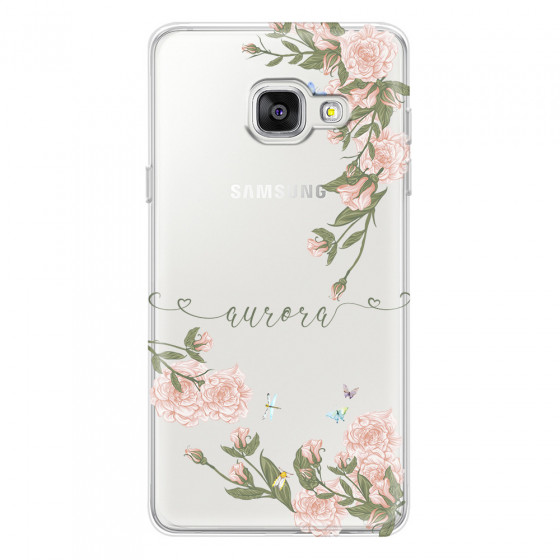 SAMSUNG - Galaxy A3 2017 - Soft Clear Case - Pink Rose Garden with Monogram